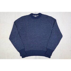 Vintage Birds Eye Boat House Row Wool Knit Sweater Men's XL Navy Blue Crewneck